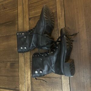 Sam Edelman Black Leather Combat Boots
